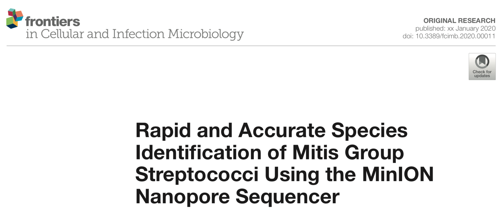 The original article reported by Dr. Imai was accepted in Frontiers in Cellular and Infection Microbiology!